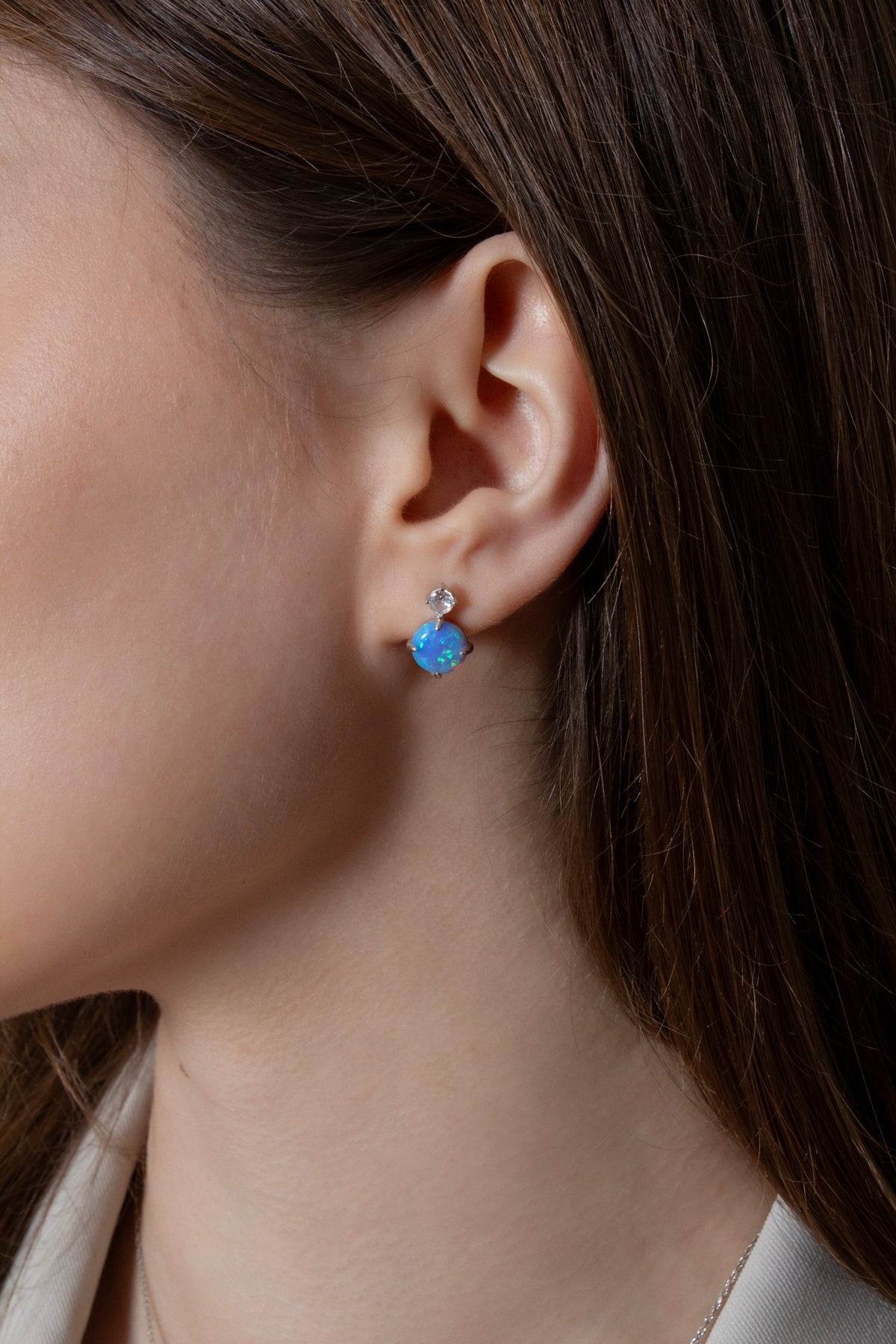 Sable 925 Ayar Gümüş Opal Taşlı Küpe