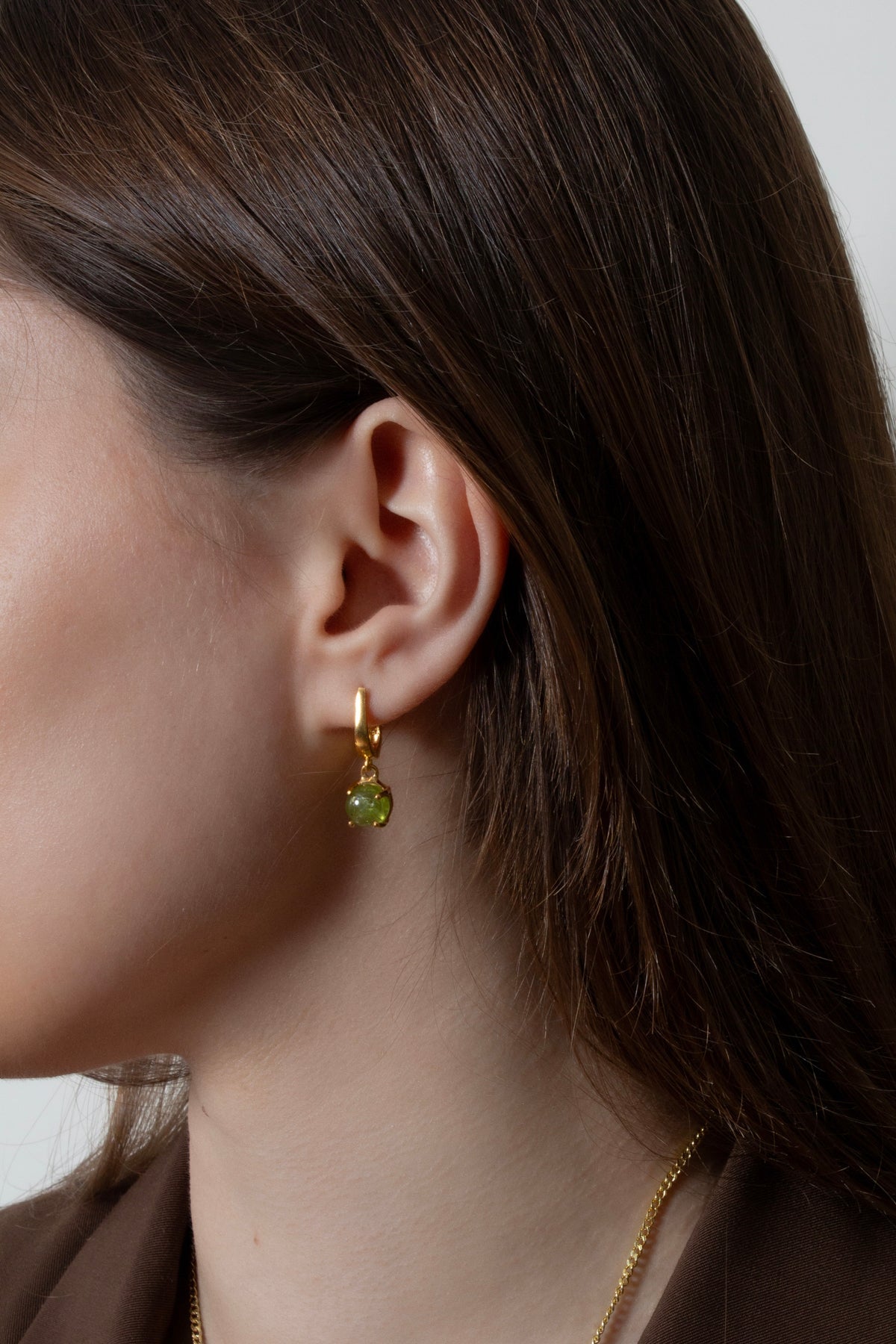 Velvet 925 Ayar Gümüş Renkli Doğal Taşlı Küpe I Peridot