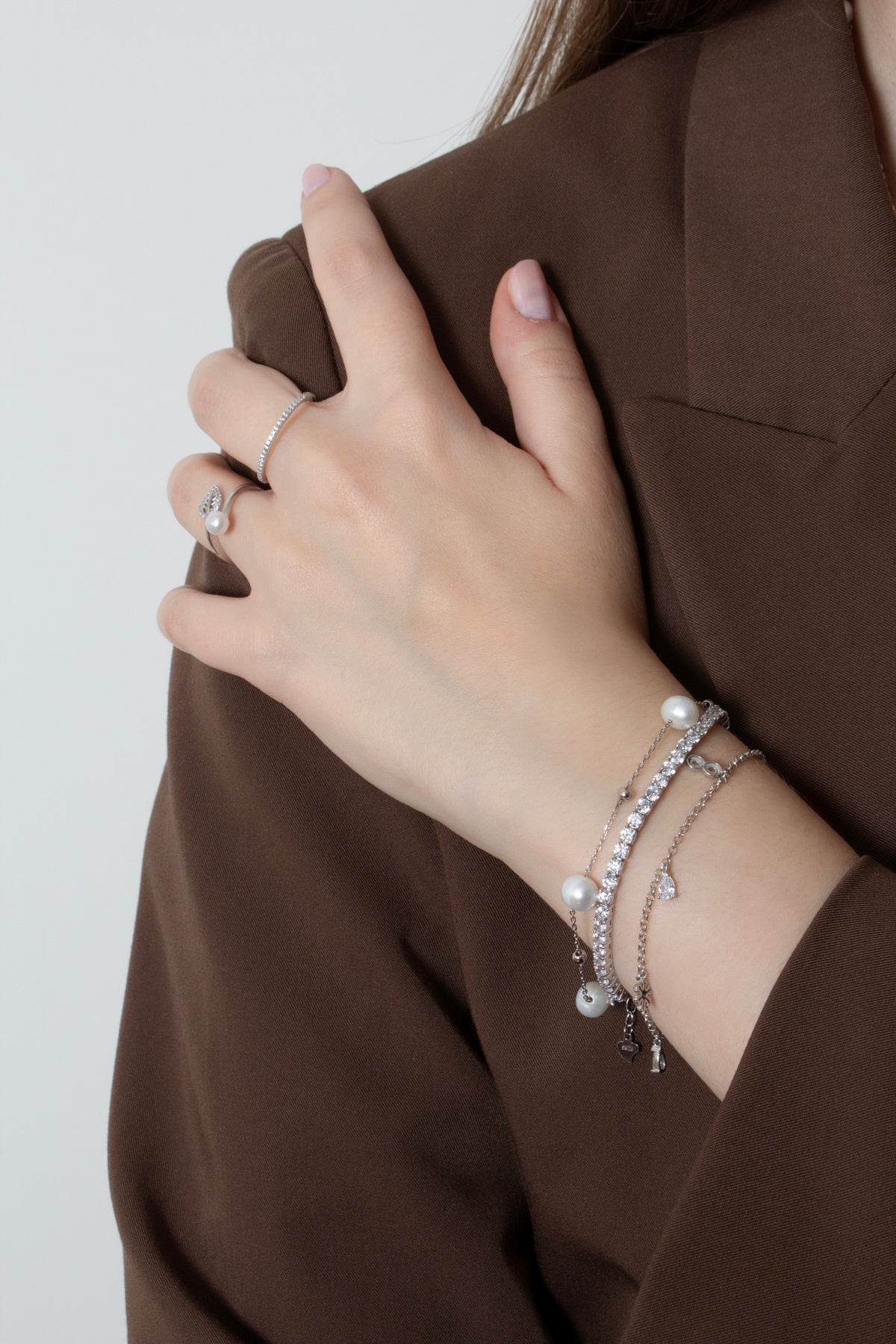 Diamond 925 Ayar Gümüş Taşlı Suyolu Bileklik