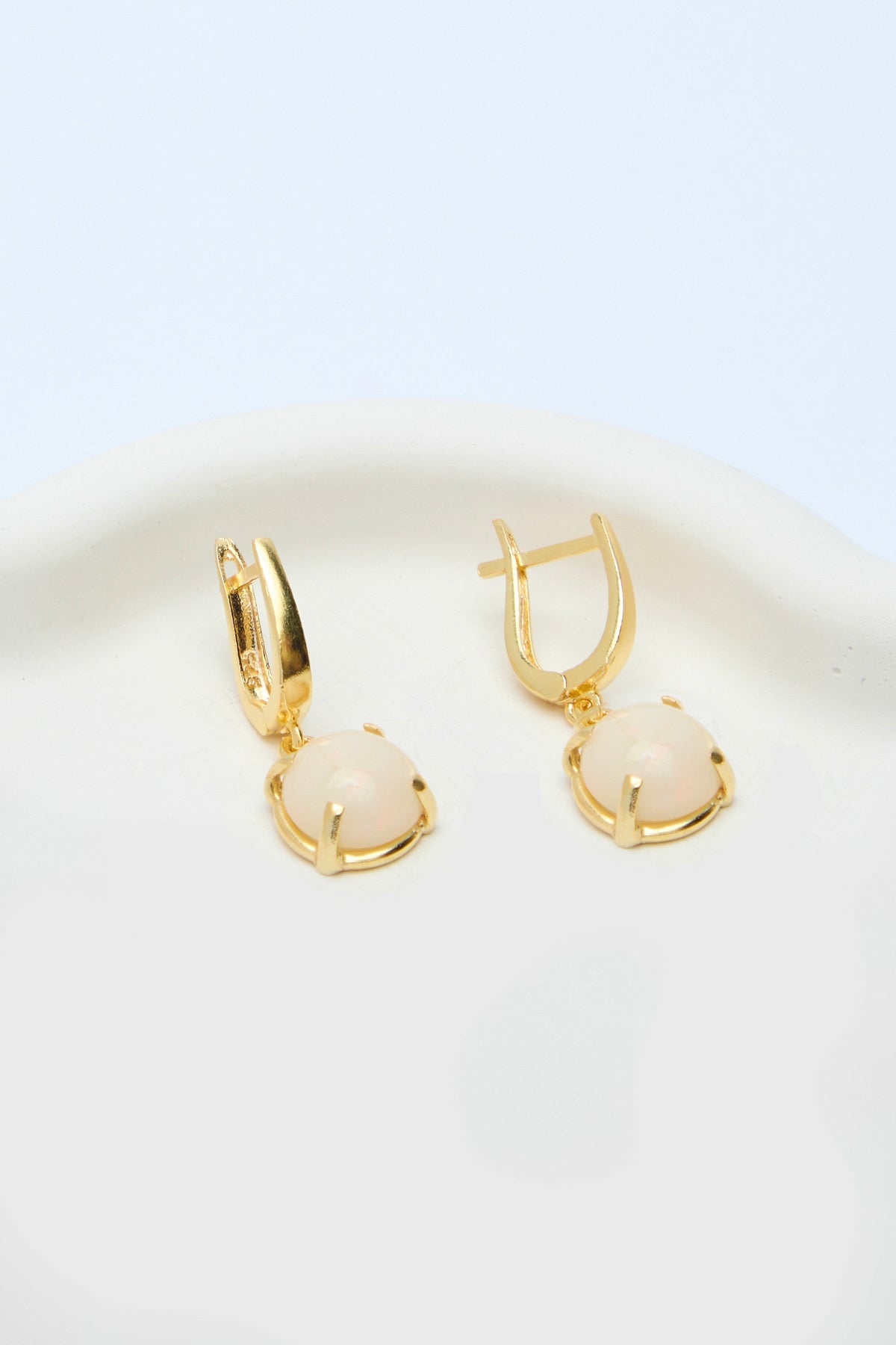 Celine 925 Ayar Gümüş Renkli Doğal Taşlı Küpe I Opal